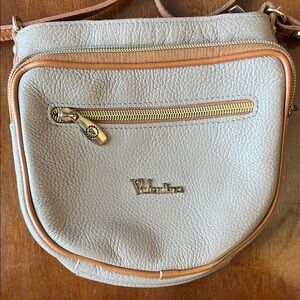 Valentina Cream Crossbody with Tan Trim and Gold Hardware